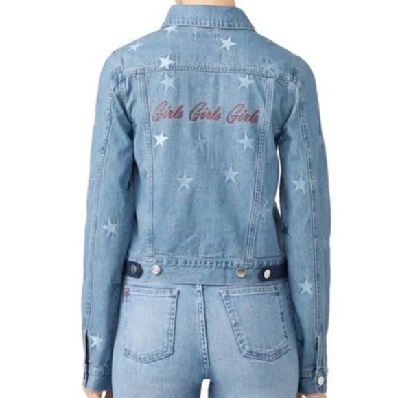 Samantha Sippos Star 'Girls Girls Girls' 1/2 Sleeve Denim Jean Jacket Medium - Picture 8 of 8
